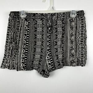 American Eagle Women's Sz M Black and White Draw String Lightweight Shorts